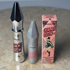 Benefit Gimme Brow+ Volumizing Fiber Gel Set Shade 3 Neutral Light Brown 2pc Lot